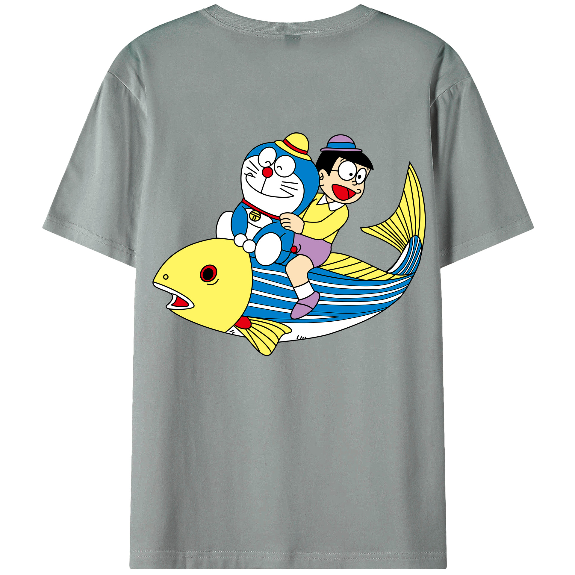 （画像用） ドラえもん 野比 のび太 Doraemon Nobita Nobi 綿100％ メンズ半袖Tシャツ（バックプリント） 通気性